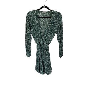 Reformation Jeans Green Animal Abstract Shape Print Wrap Dress Size M NWOT